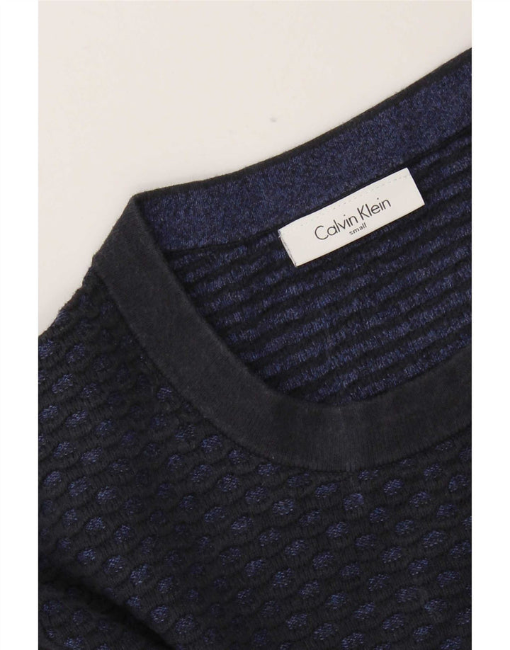 Calvin Klein Suéter de cuello redondo para hombre pequeño azul marino