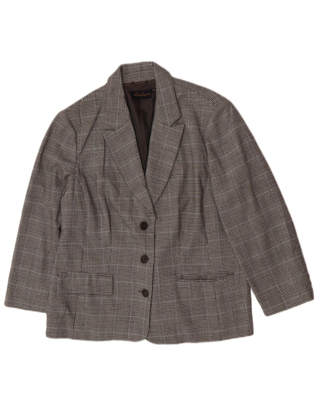 Luisa Spagnoli Chaqueta Blazer de 3 Botones para Mujer IT 50 XL Lana a Cuadros Gris