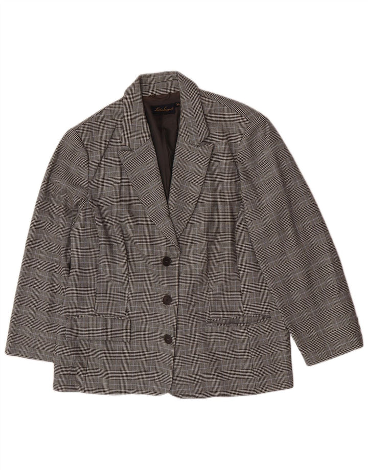 Luisa Spagnoli Chaqueta Blazer de 3 Botones para Mujer IT 50 XL Lana a Cuadros Gris
