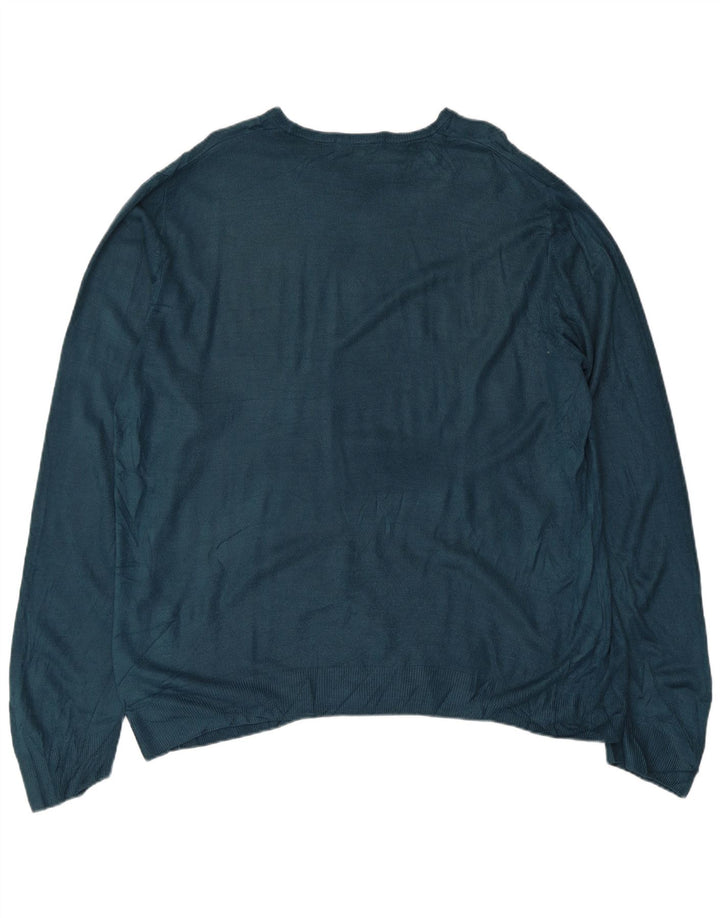 Marks & Spencer Jersey con cuello barco para hombre, talla grande, verde