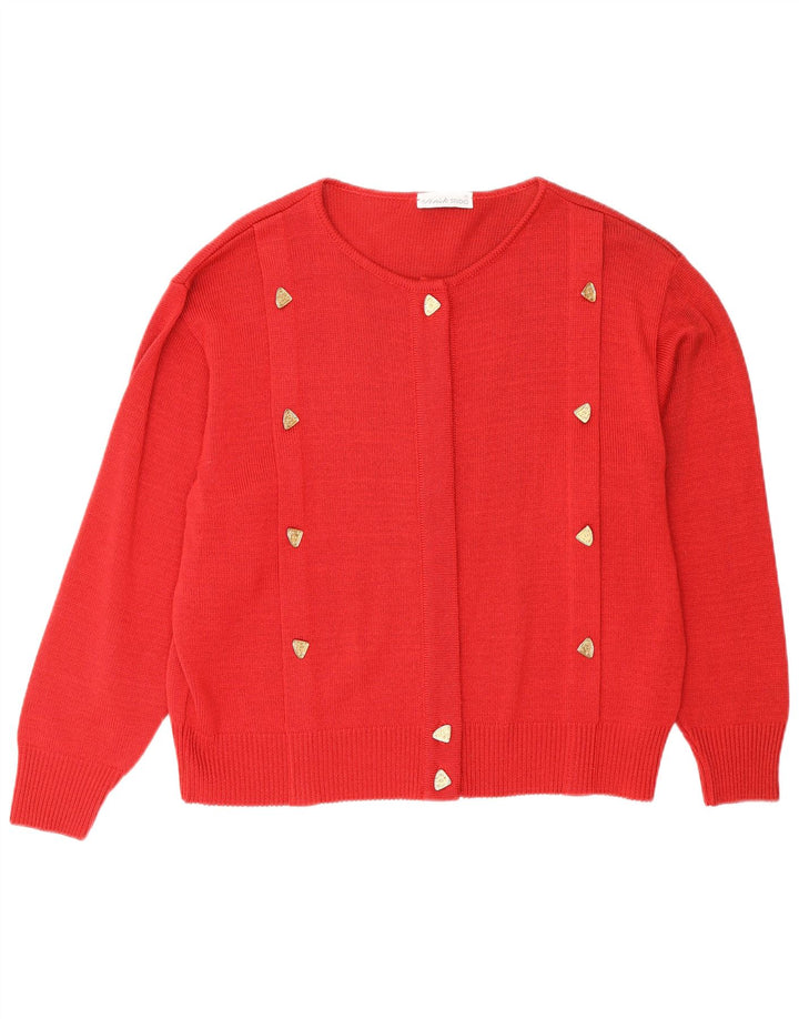 Vintage mujer oversized Cardigan suéter IT 42 Algodón rojo medio