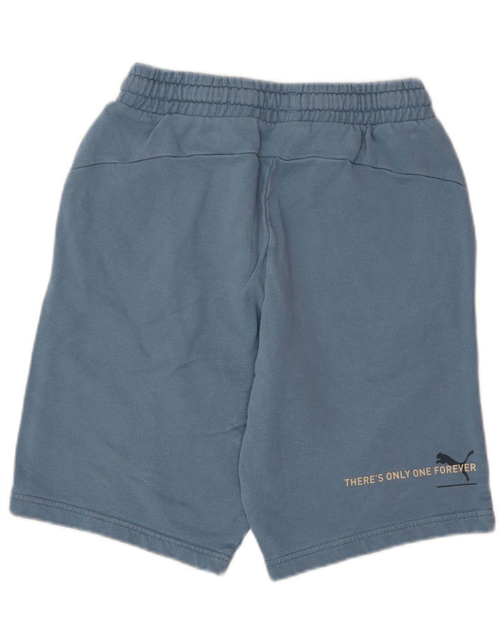 PUMA Pantalones cortos deportivos con gráficos para hombre, algodón azul pequeño