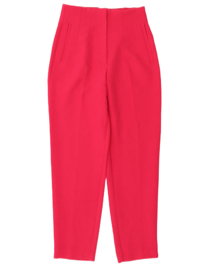 Zara Mujer Pantalón De Traje Cónico Pequeño W26 L26 Poliéster Rosa