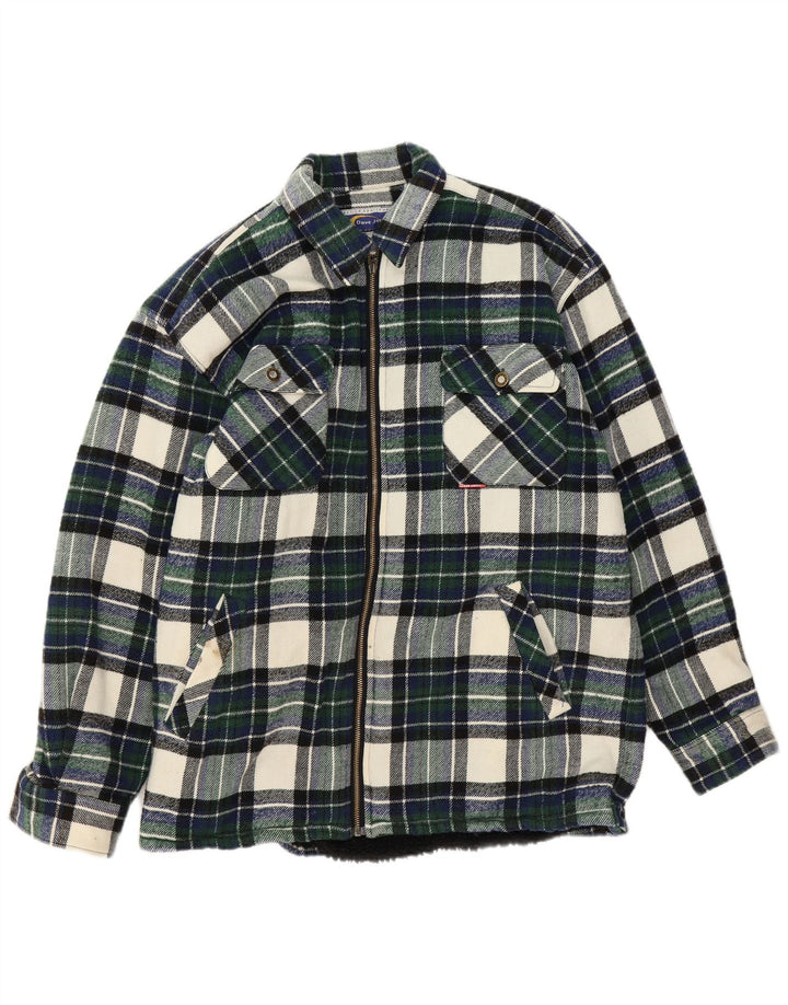 Camisa de franela vintage para hombre con cuadros verdes grandes