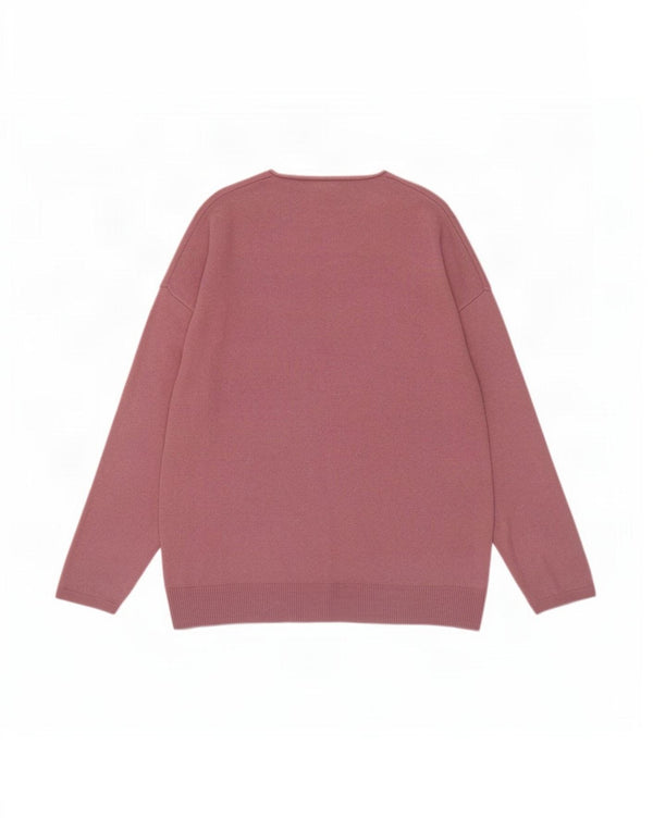 Massimo Dutti Jersey Cuello Barco Hombre Large Lana Rosa