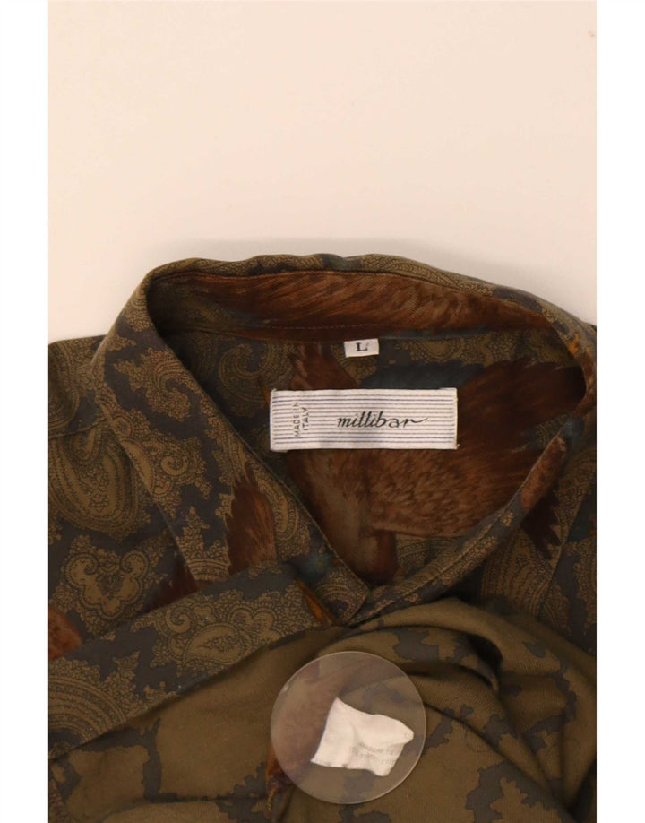 Camisa Millibar Hombre Grande Beige Paisley Algodón