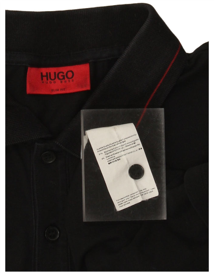 HUGO BOSS Polo de corte slim para hombre de algodón negro mediano