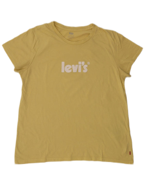 LEVI'S Camiseta gráfica para mujer Top UK 40 XL Algodón amarillo