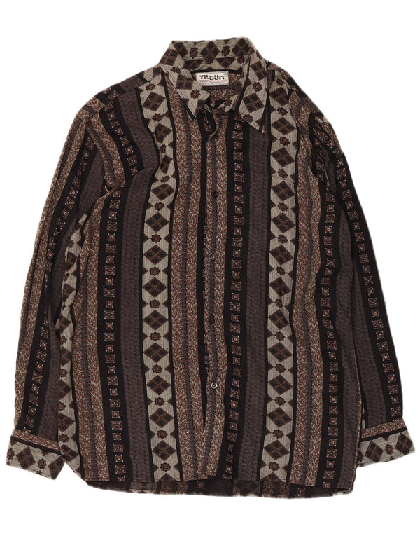 Camisa vintage para hombre 2XL Negro Geométrico