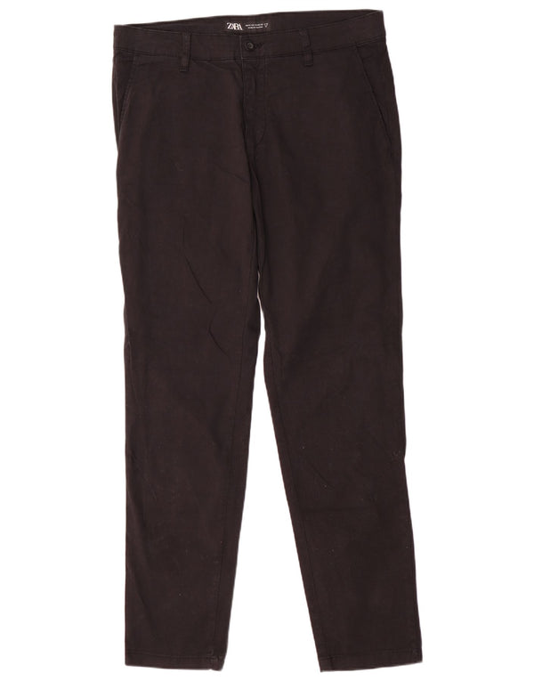 Zara Mens Slim Chino Pantalones EU 42 Large W32 L32 Algodón Negro