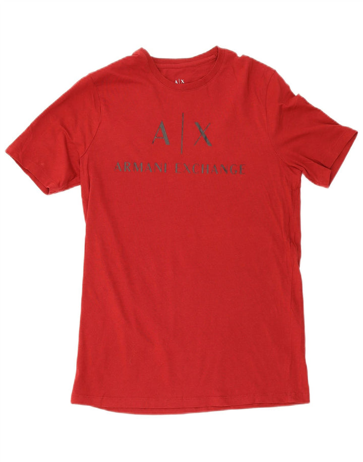 Armani Exchange Camiseta gráfica para hombre Top Medium Red Cotton