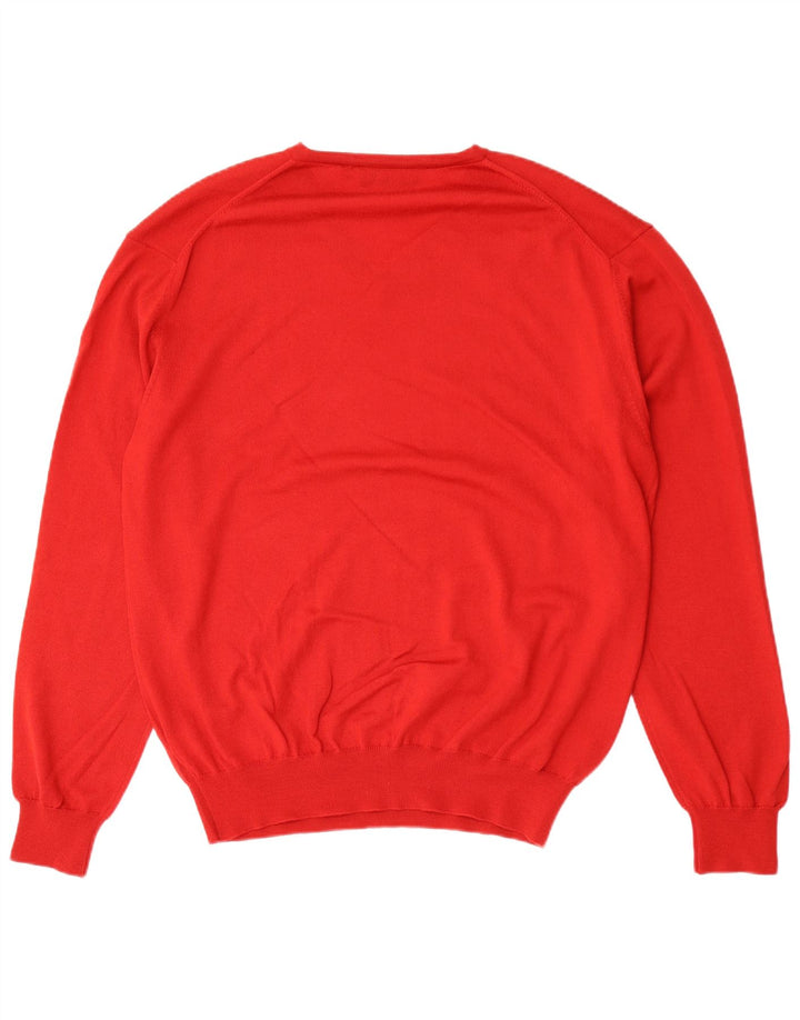 Baileys Jersey con cuello en V para hombre, talla 2XL, lana virgen roja