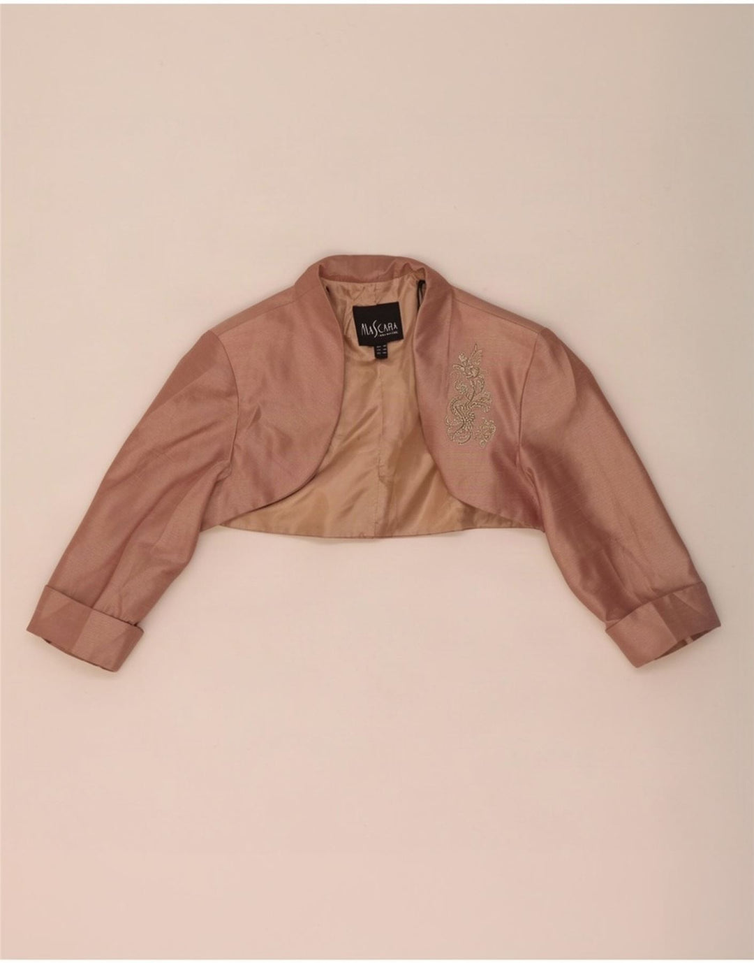 Mascara Chaqueta Bolero para Mujer UK 10 Small Beige Floral Poliéster