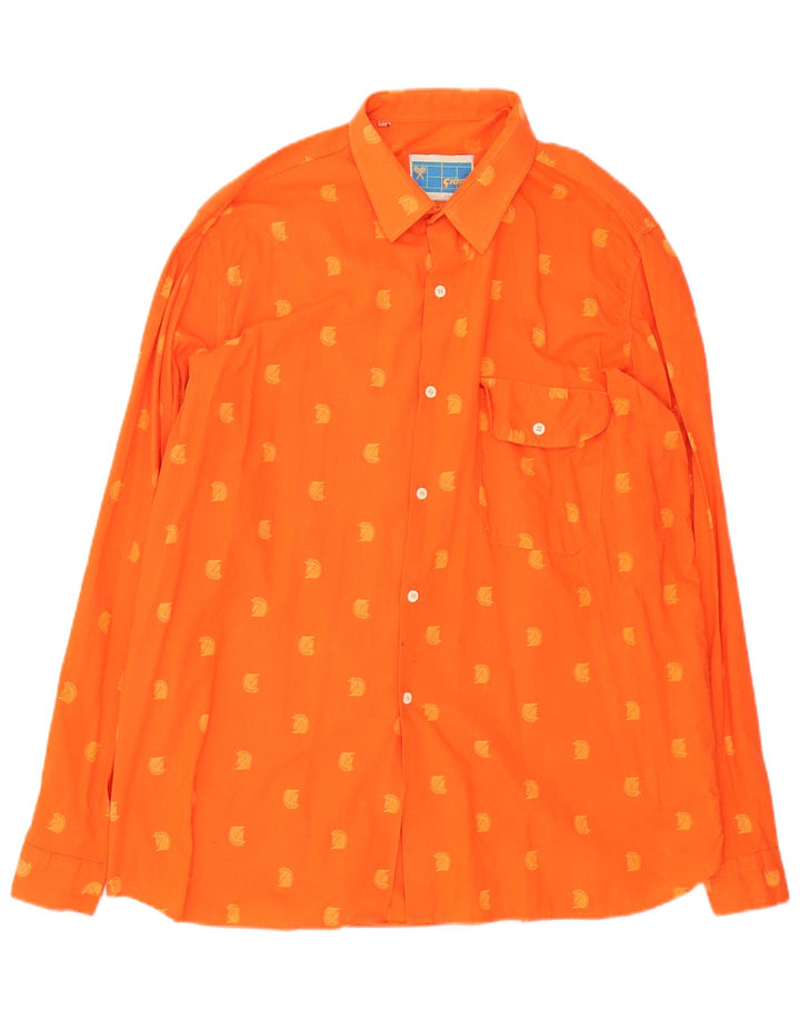 Camisa vintage para hombre XL naranja manchada