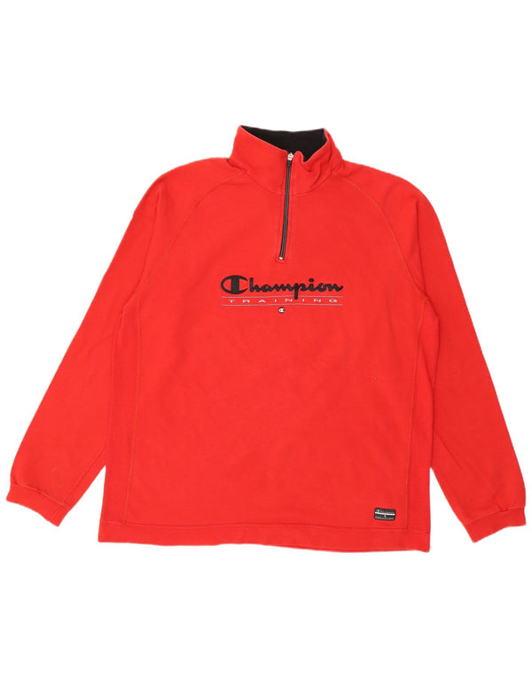 Champion Sudadera con cuello con cremallera gráfica para hombre Jumper 2XL Algodón rojo