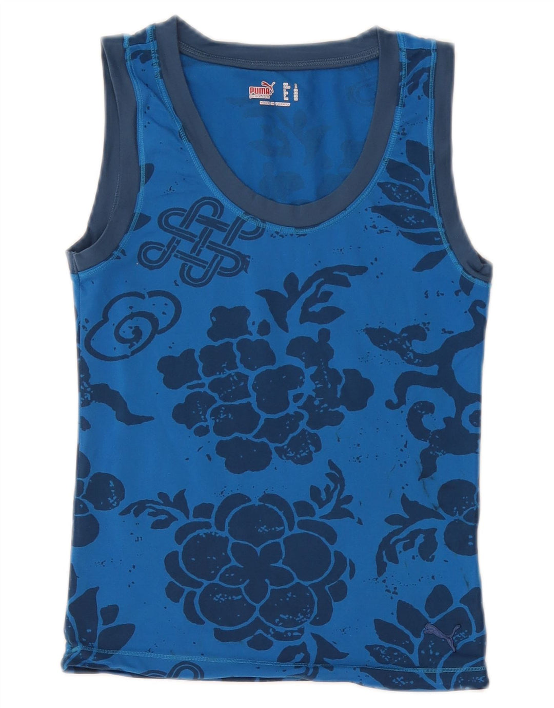 PUMA Top sin mangas gráfico para mujer UK 10 Small Blue Floral