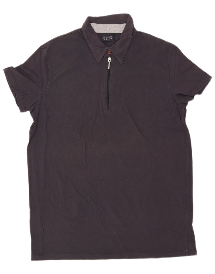 TRUSSARDI JEANS Polo para hombre grande azul marino algodón