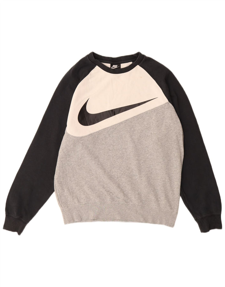 Nike Hombre Sudadera con gráfico tipo jersey de algodón color block en gris medio