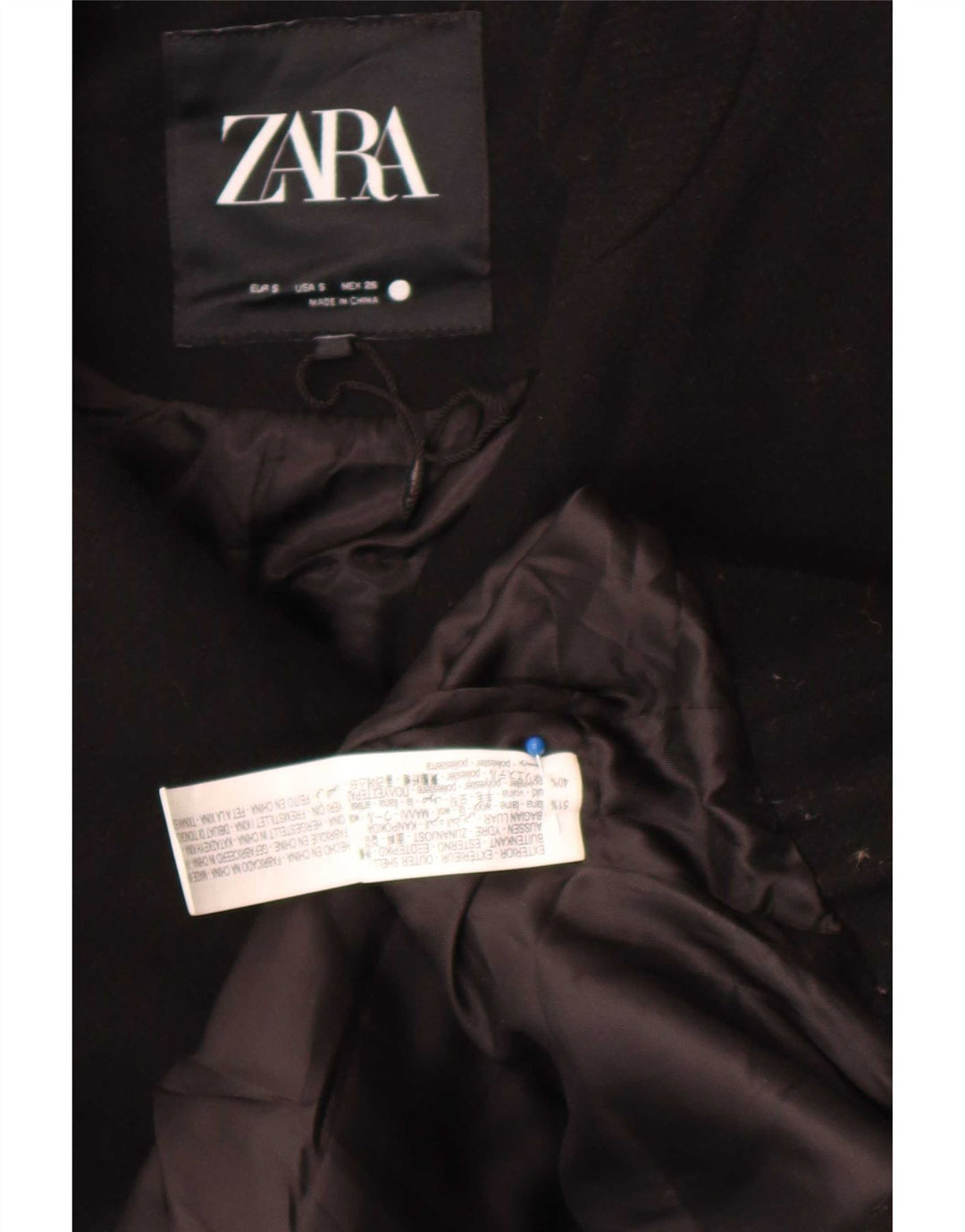 Zara Mujer Chaqueta Bomber Extragrande UK 10 Small Lana Negra