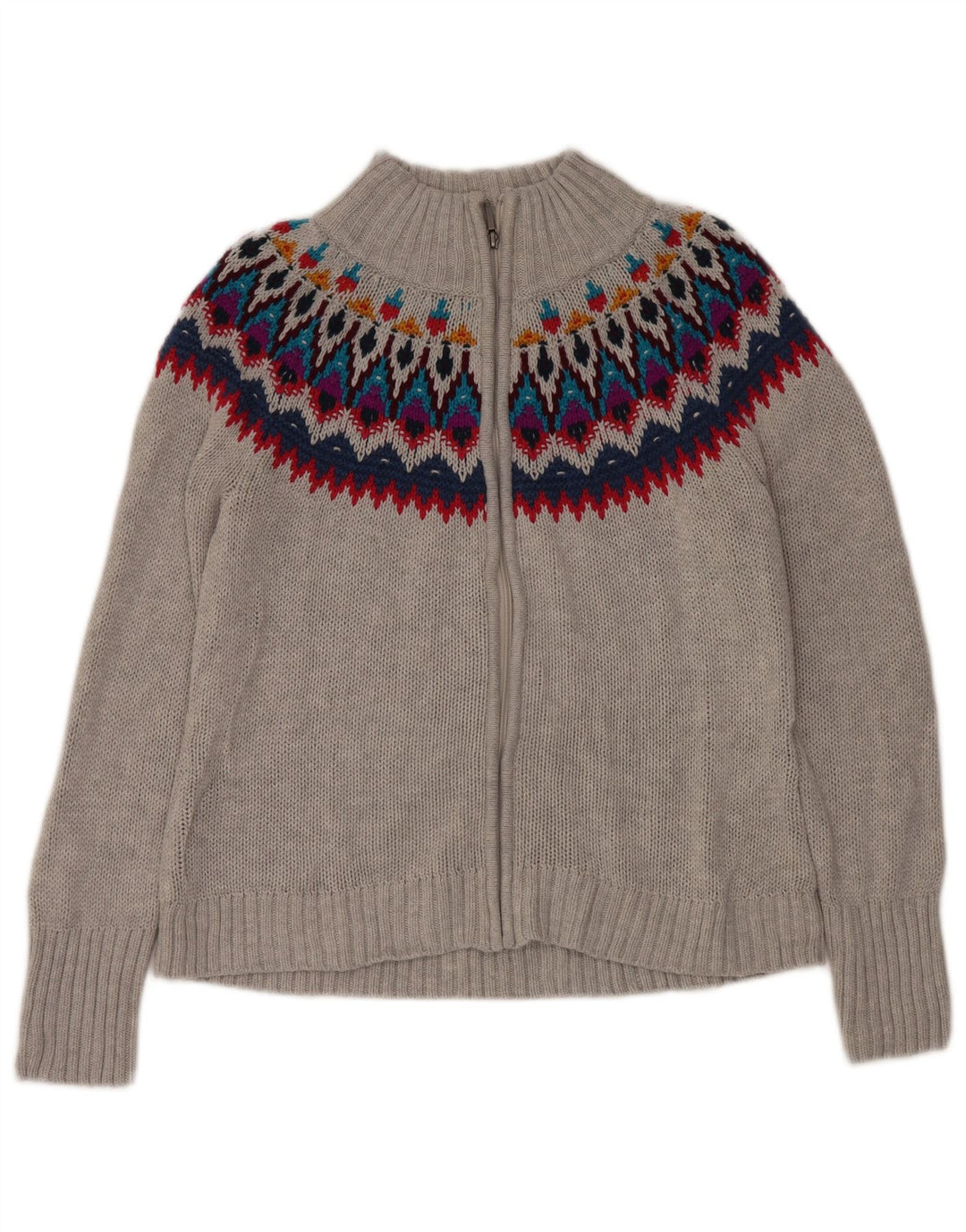 CHAPS Suéter tipo cárdigan para mujer UK 18 XL Gris Fair Isle Algodón