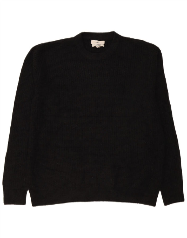 Marks & Spencer - Jersey de cuello redondo para hombre, talla grande, acrílico negro