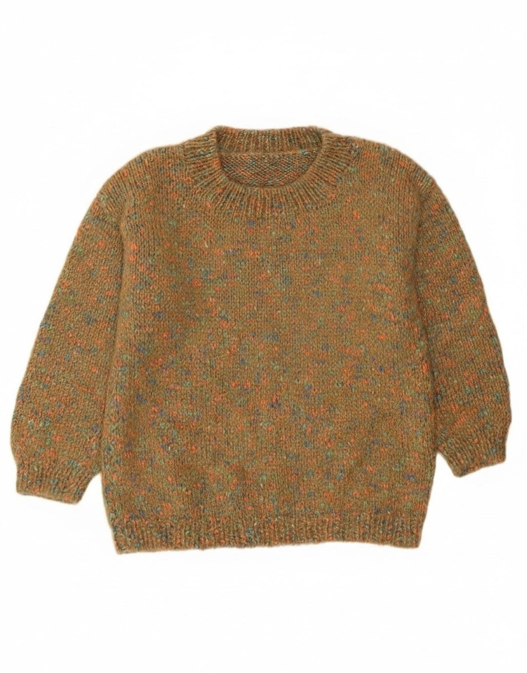 Vintage mujer cuello redondo jersey suéter Reino Unido 12 medio verde moteado