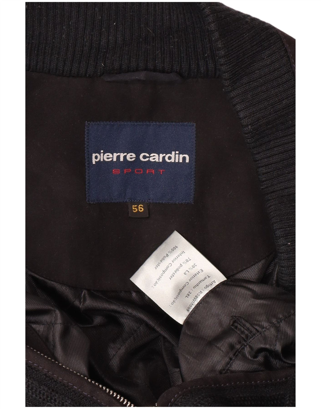 Pierre Cardin Cárdigan para hombre IT 56 XL Poliéster negro
