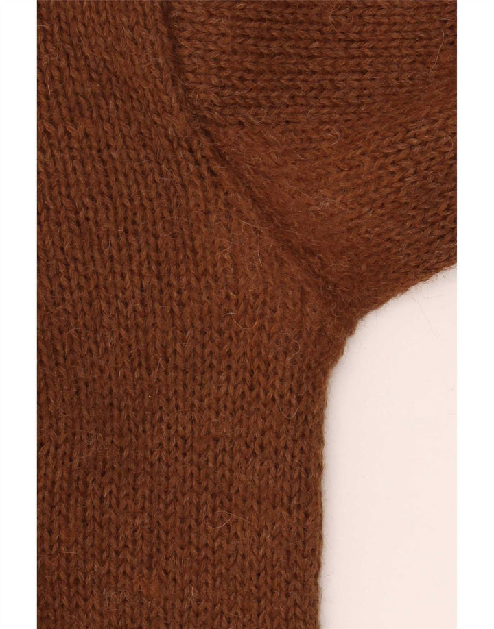 Vintage mujer rollo cuello jersey suéter Reino Unido 12 marrón medio