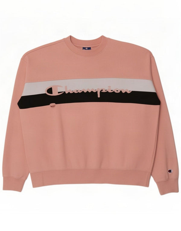 Champion Sudadera con estampado gráfico para mujer UK 46 Large Pink Colourblock