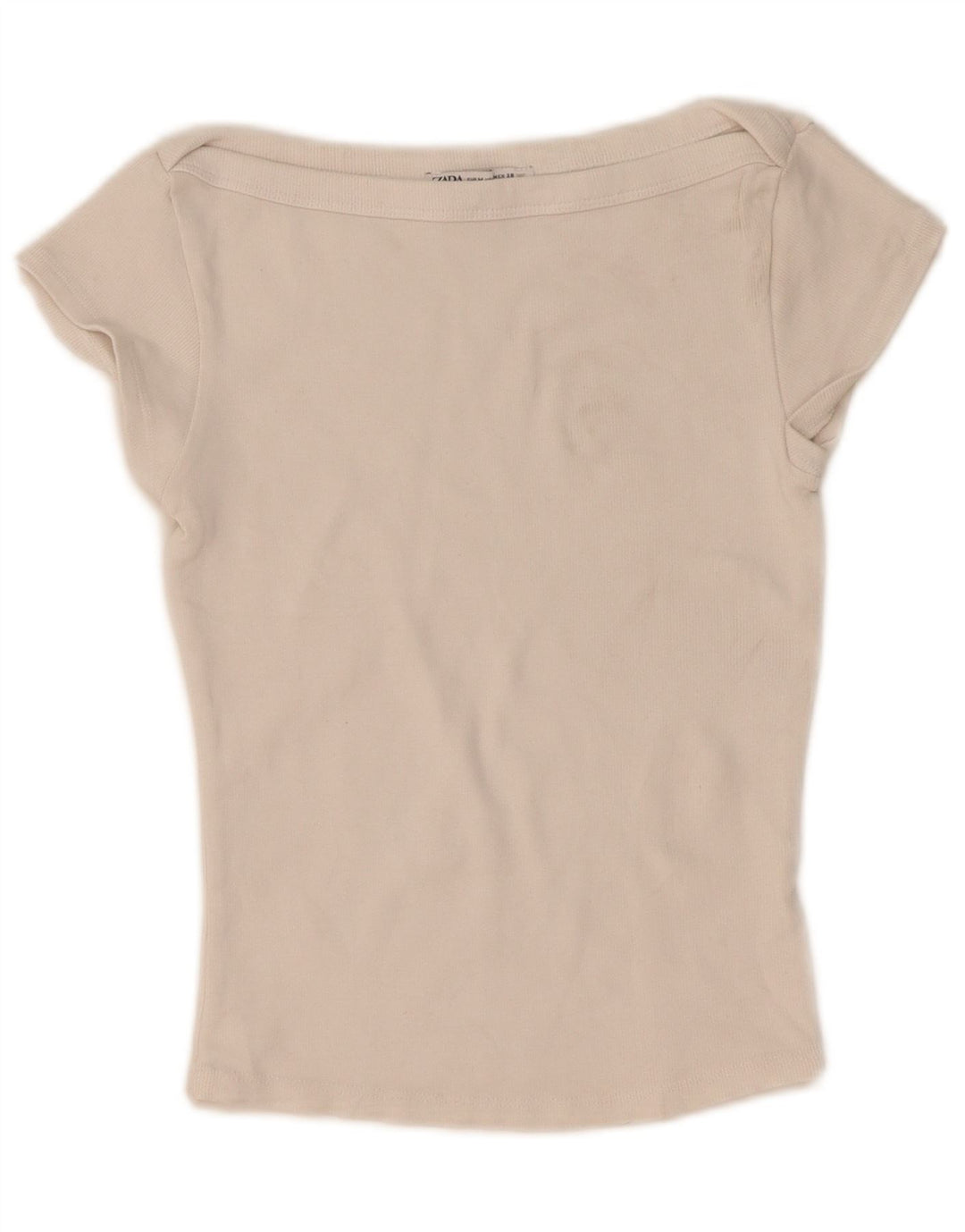 Zara Mujer Crop Camiseta Top UK 12 Medium Blanco