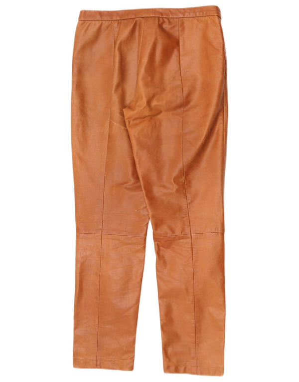 Pantalones de cuero rectos vintage para hombre W28 L28 cuero marrón