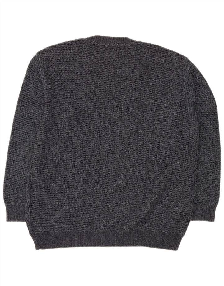 VINTAGE Jersey con cuello en V para hombre IT 50 Gris medio Geométrico