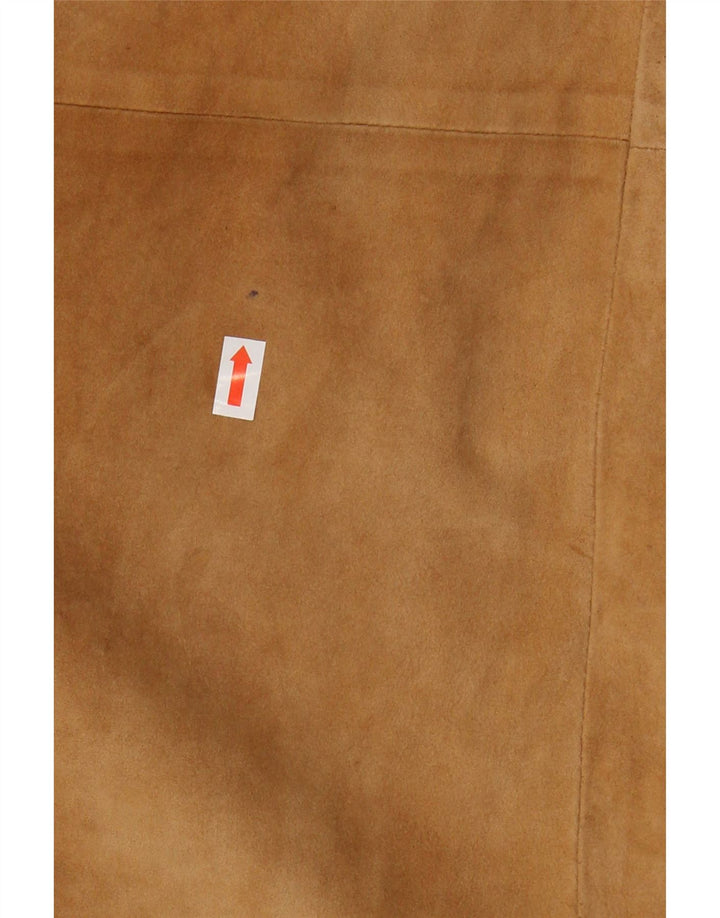 VINTAGE Falda acampanada de ante para mujer W24 XS Marrón