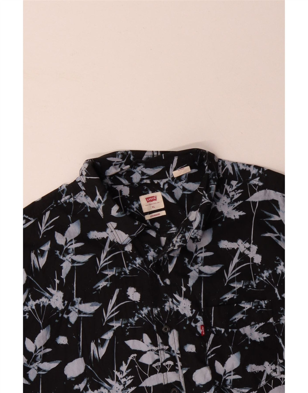 LEVI'S Camisa estándar de manga corta para hombre XL Algodón floral negro
