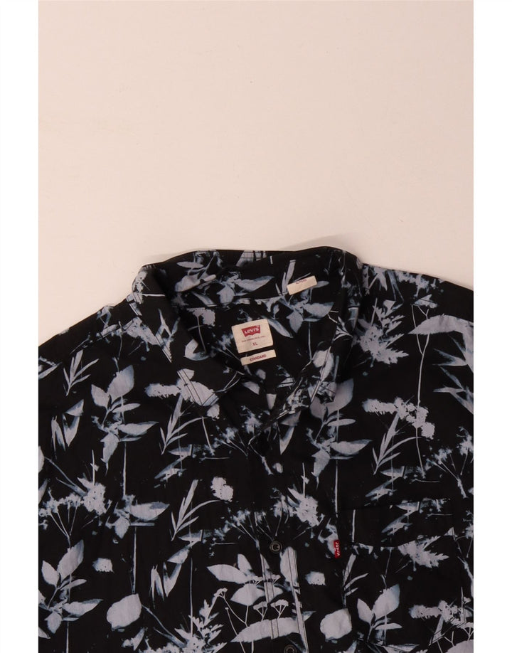 LEVI'S Camisa estándar de manga corta para hombre XL Algodón floral negro