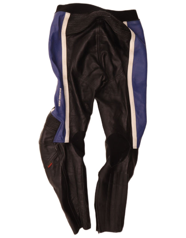 Hein Gericke Pantalones Moto Racer de cuero para hombre W32 L29 Bloque de color negro