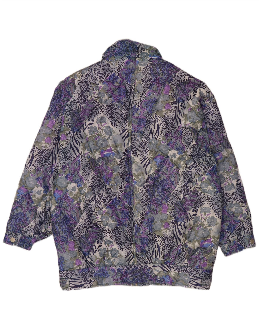 VINTAGE Mujer Patrón Abstracto Chaqueta Bomber Reino Unido 14 Medio Multicolor