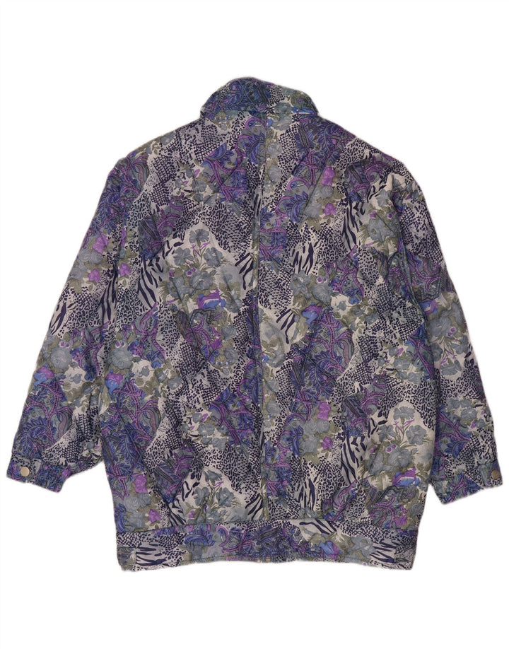 VINTAGE Mujer Patrón Abstracto Chaqueta Bomber Reino Unido 14 Medio Multicolor