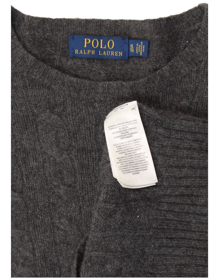 Polo Ralph Lauren - Jersey de cuello redondo para hombre, talla XL, lana gris
