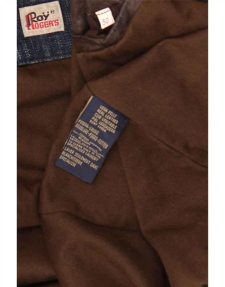 Roy Rogers Chaqueta de cuero para hombre IT 50 Cuero marrón grande
