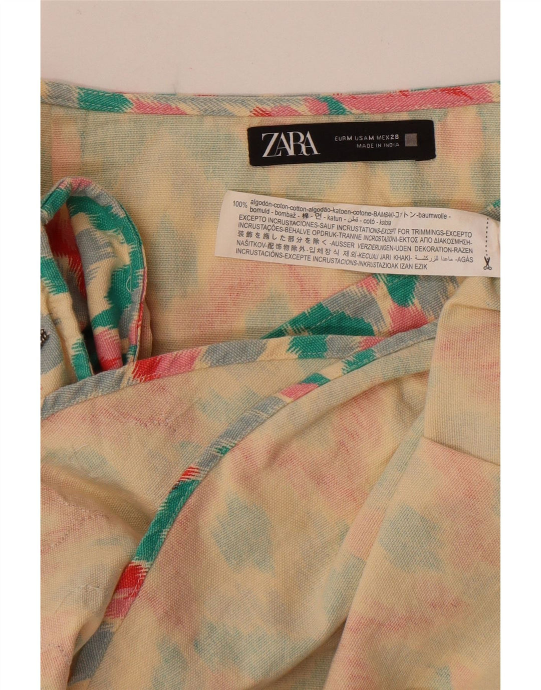 Zara Mujer Falda Cruzada Mediana W28 Algodón Geométrico Multicolor