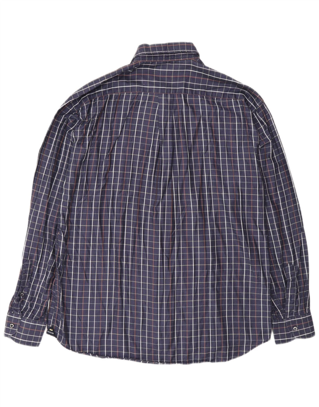 Navigare Camisa Hombre Grande Azul Marino Cuadros Algodón