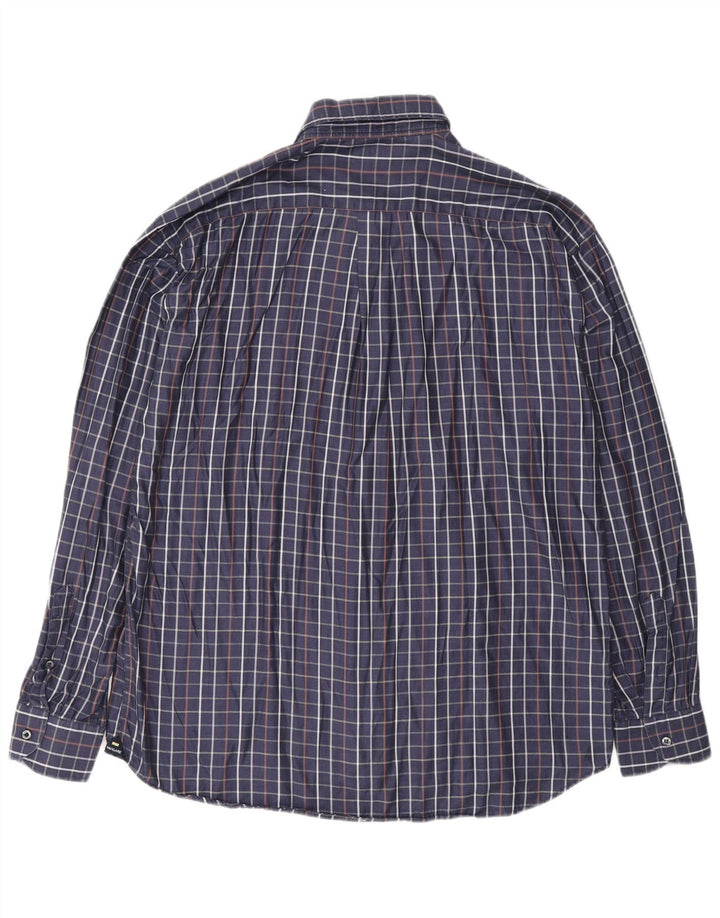 Navigare Camisa Hombre Grande Azul Marino Cuadros Algodón