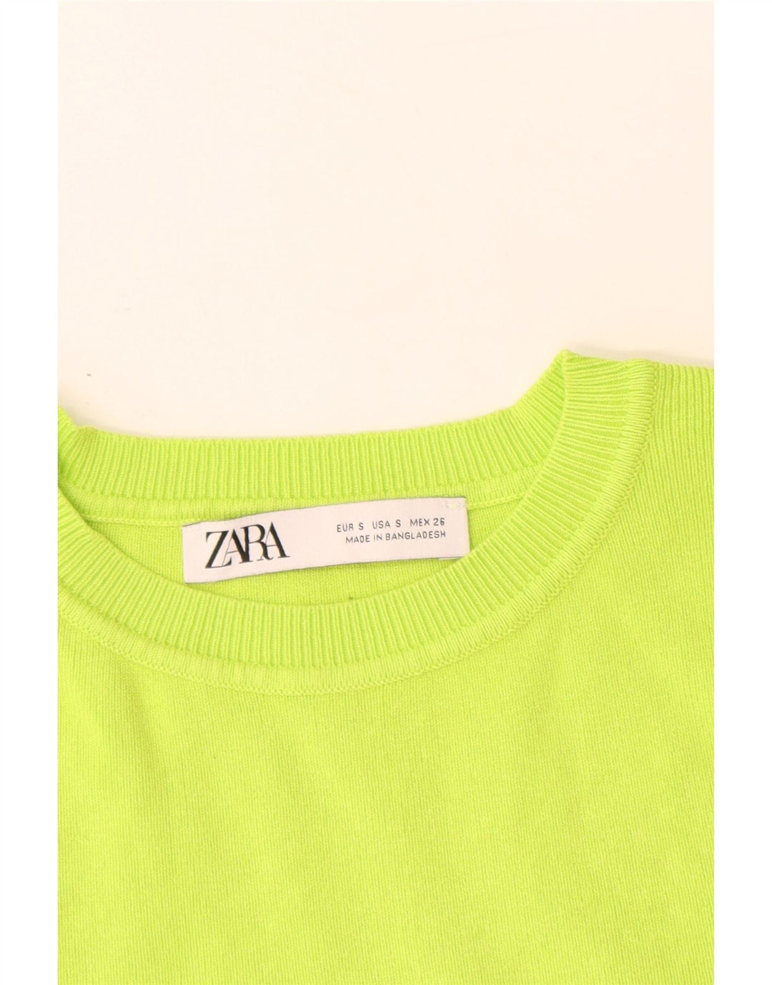 ZARA Mujer Crop Manga Corta Cuello Barco Jersey Jersey UK 8 Small Verde