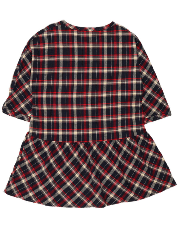 Tommy Hilfiger Vestido de cintura caída con manga 3/4 para mujer UK 40 XL Azul marino a cuadros