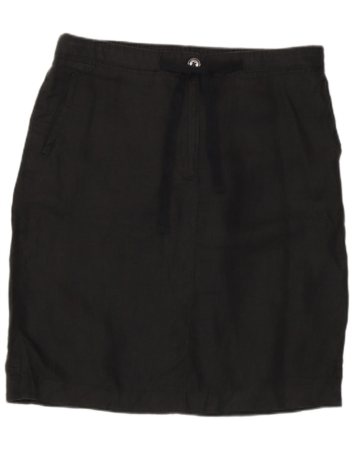 Marks & Spencer Falda recta para mujer UK 12 Medium W32 Lino negro