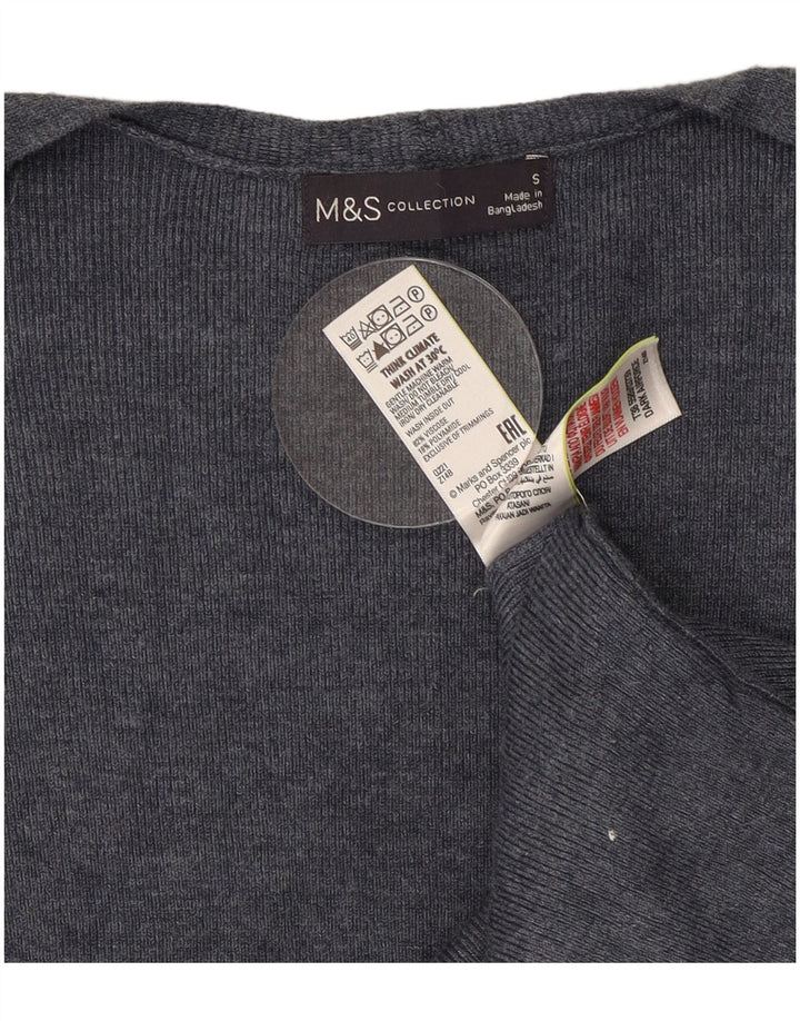 Marks & Spencer Suéter Cárdigan Abierto Largo para Mujer UK 10 Small Grey