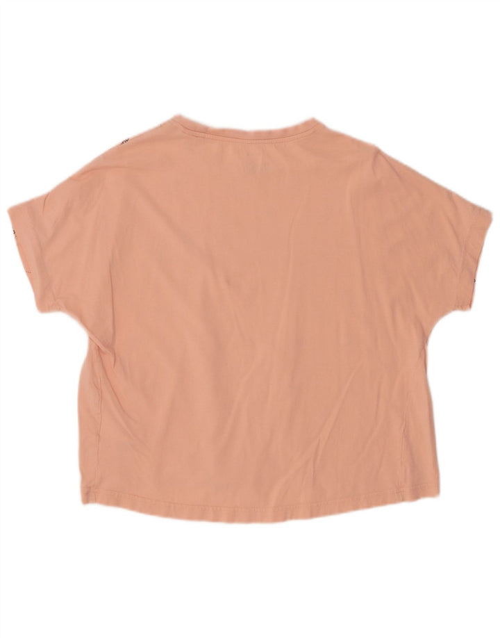 ADIDAS Camiseta con gráfico de corte extragrande para mujer Top UK 8/10 Small Pink Cotton