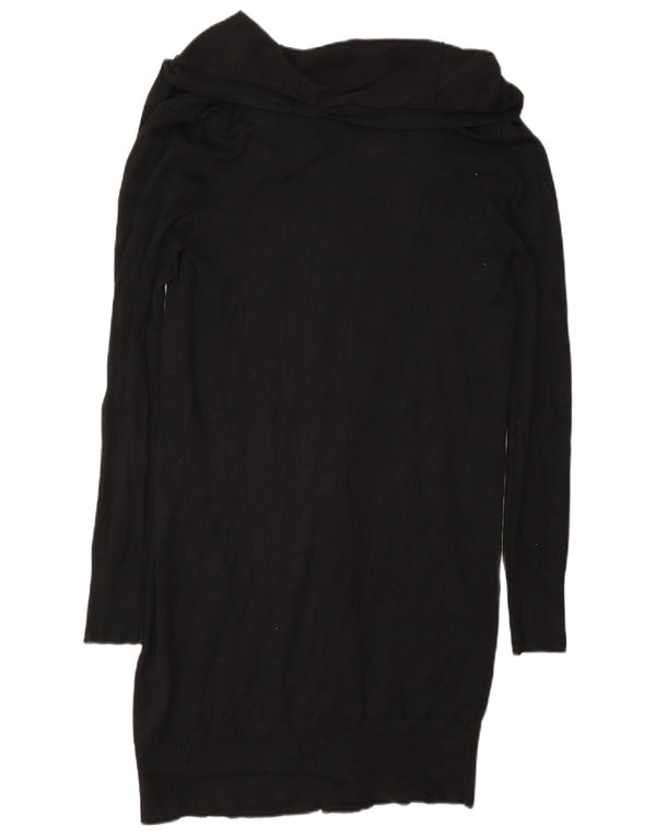 Zara Mujer Longline Open Cardigan Suéter UK 42 Medium Black Viscosa