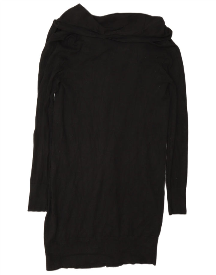 Zara Mujer Longline Open Cardigan Suéter UK 42 Medium Black Viscosa